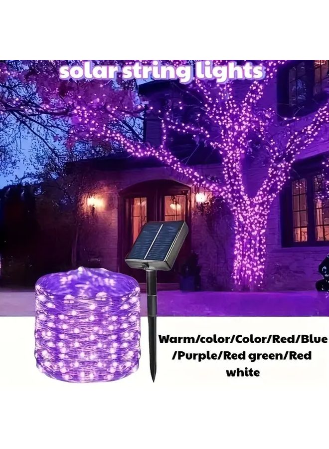 7M 50LED Purple Solar Fairy Lights Water Resistant IP54 Outdoor String For Garden - Image 2