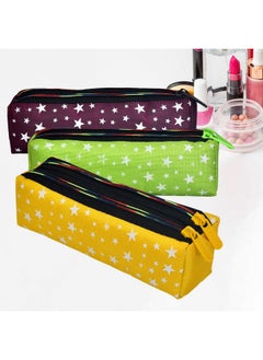 Kuber Industries Makeup Pouch | Rexine Cosmetic Pouch | Travel Makeup Pouch For Girls | Storage Makeup Bag | Star Makeup Pouch | Pack Of 3 | Multi  - Image 1