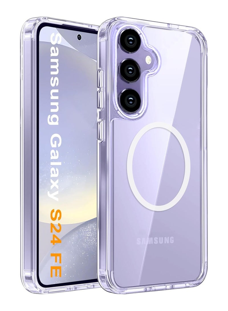 Crystal Clear Case Cover for Samsung Galaxy S24 Fe Case Clear, Compatible with MagSafe, [Yellowing Resistant] Dropproof Hard Back Soft Edge Slim Phone Case - Image 1