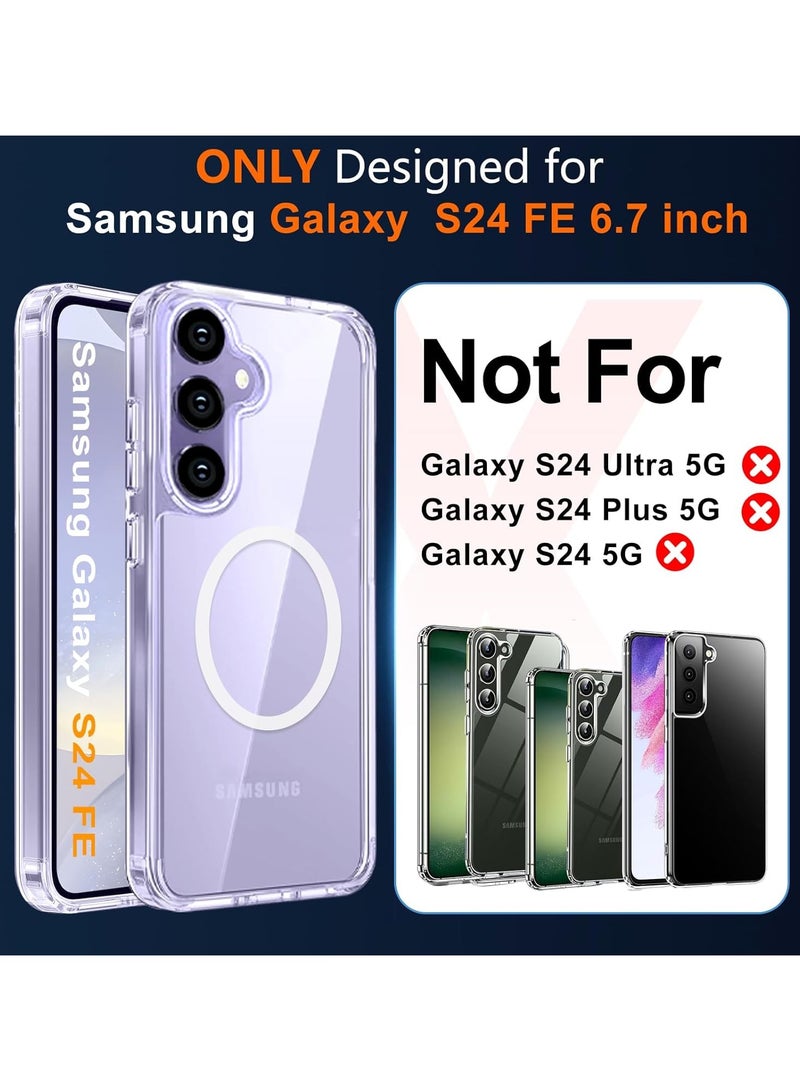 Crystal Clear Case Cover for Samsung Galaxy S24 Fe Case Clear, Compatible with MagSafe, [Yellowing Resistant] Dropproof Hard Back Soft Edge Slim Phone Case - Image 2