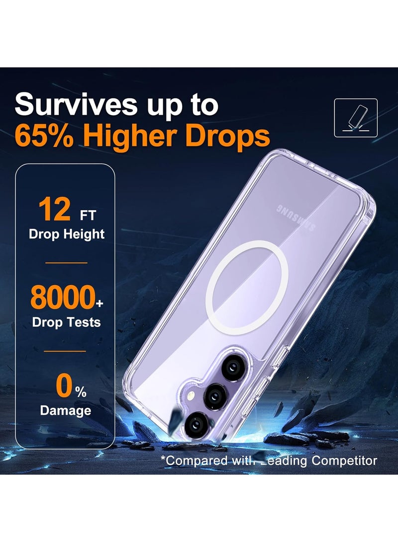 Crystal Clear Case Cover for Samsung Galaxy S24 Fe Case Clear, Compatible with MagSafe, [Yellowing Resistant] Dropproof Hard Back Soft Edge Slim Phone Case - Image 3
