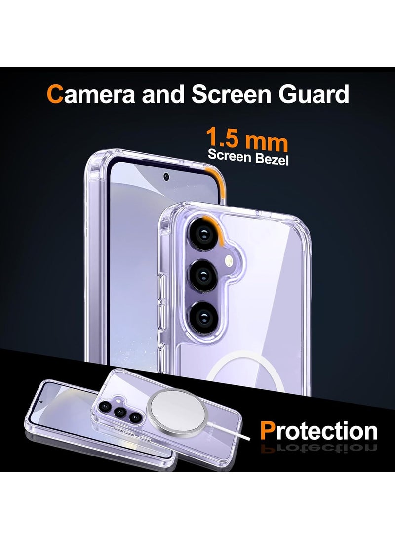 Crystal Clear Case Cover for Samsung Galaxy S24 Fe Case Clear, Compatible with MagSafe, [Yellowing Resistant] Dropproof Hard Back Soft Edge Slim Phone Case - Image 4