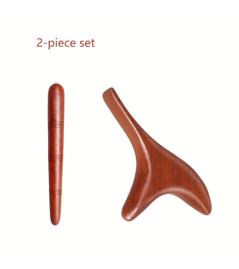 2 PCS Red Acupressure Wood Massage Tools Triangular Gua Sha Board Foot Massager for Whole Body Trigger Point Eye Nose Limb Perfect Small Gift - Image 4
