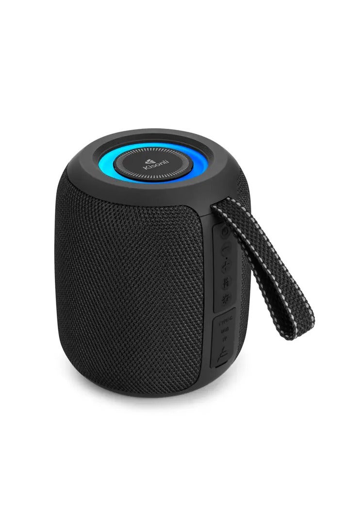 Kisonli Bluetooth Speaker Q26 Portable  - 10W - Powerful Sound - Supports USB and TF Card - 1200mAh Battery - Multicolor (Black)