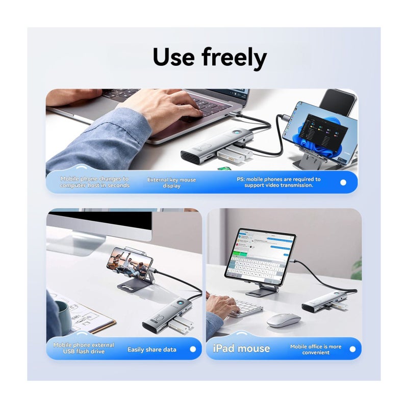 مرسح USB-C: 8 منافذ رمادي - محطة توصيل نقل بيانات عالي السرعة 10 جيجابت في الثانية لأجهزة اللابتوب، ماك بوك، سيرفيس، لينوفو، إتش بي - Image 3