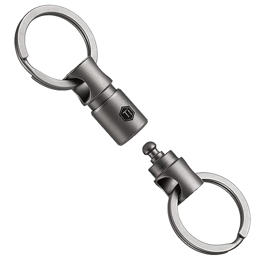 KeyUnity KA24 Detachable Key Ring Connector, Double-end Swivel Keychain Titanium Rotatable Key Organizer Linker for Carabine - Image 1