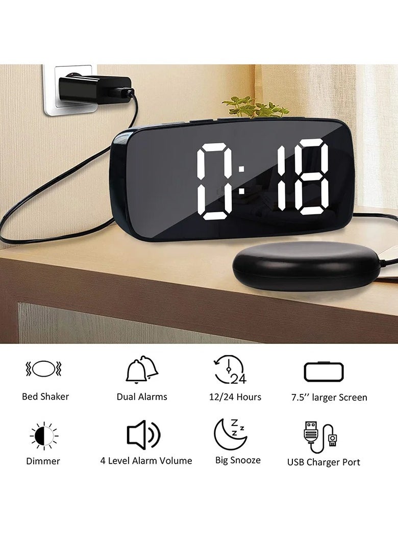 AROAQ - Alarm Clock With Vibrator, Durable Super Loud Vibrating Alarm Clock With Bed Shaker, Portable Multifunctional Dual Usb Alarm Device With Smart Snooze Function, (1pc, Black) - Image 1