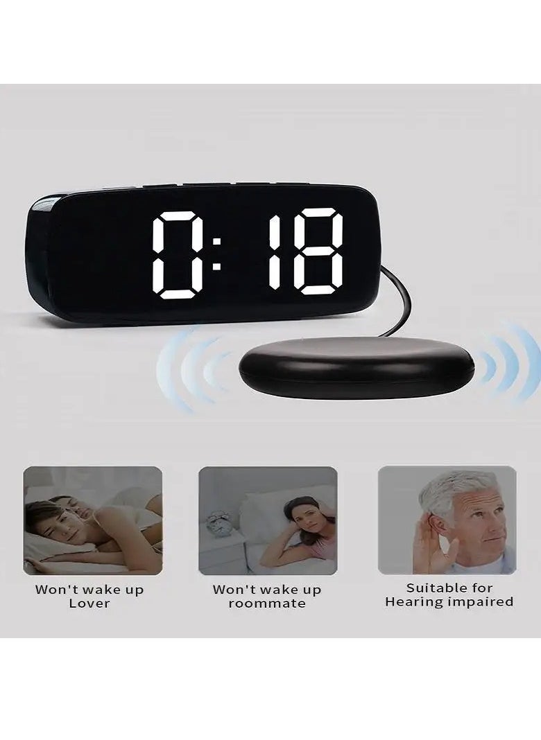 AROAQ - Alarm Clock With Vibrator, Durable Super Loud Vibrating Alarm Clock With Bed Shaker, Portable Multifunctional Dual Usb Alarm Device With Smart Snooze Function, (1pc, Black) - Image 1
