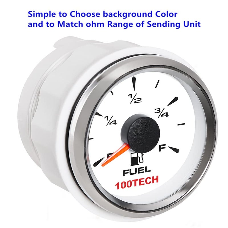 100TECH Universal Fuel Gauge for Boat, Car, Truck, and Motorcycle - Aftermarket Fuel Level Gauge - Image 2