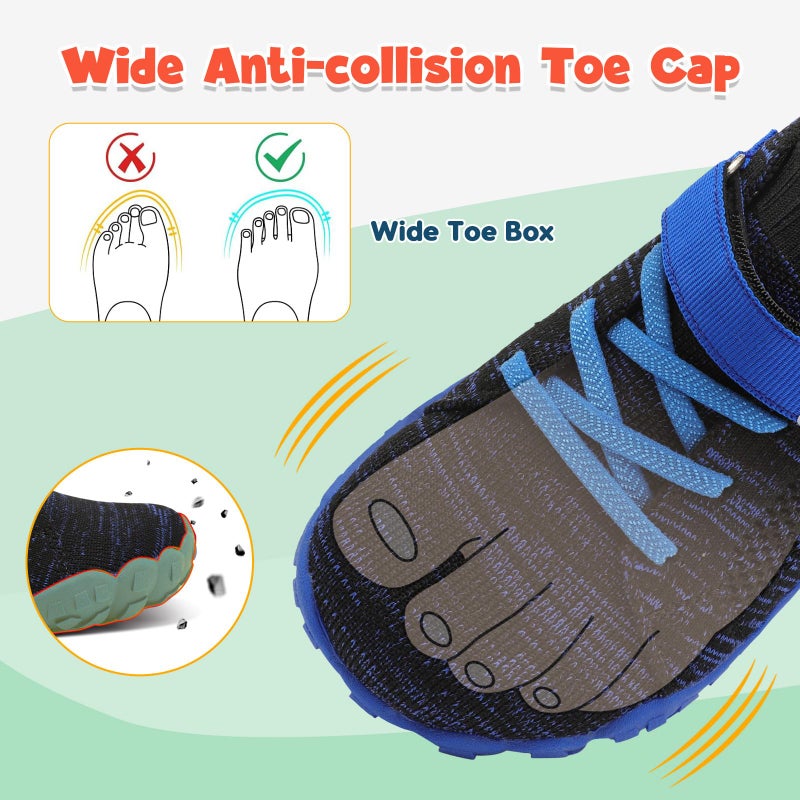LeIsfIt Kids Shoes Girls Boys Wide Shoes Kids Barefoot Sneakers Lightweight Hiking Shoe for Toddler Little Big Kid Blue 2 Big Kid - Image 3