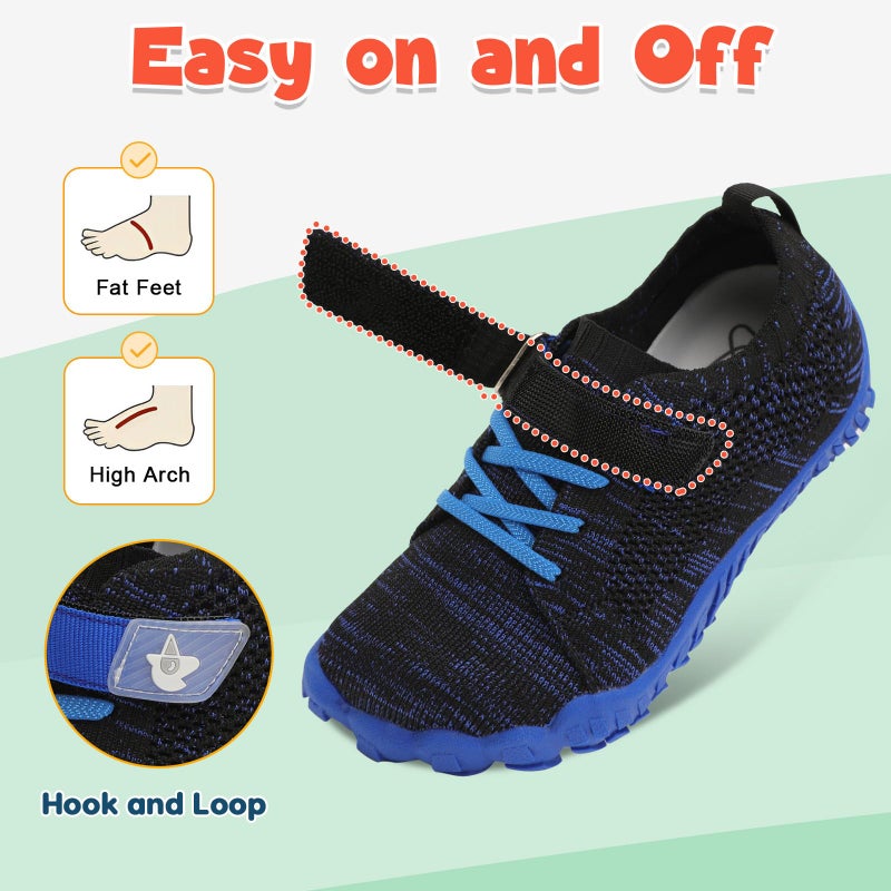 LeIsfIt Kids Shoes Girls Boys Wide Shoes Kids Barefoot Sneakers Lightweight Hiking Shoe for Toddler Little Big Kid Blue 2 Big Kid - Image 4