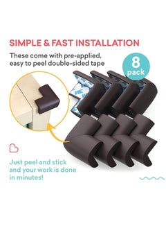 PAMEER Soft Baby Proofing Corner Guards & Edge Protectors Pre-Taped Table Corner Protector Child Safety Furniture Bumper Sharp Corner Cushions 8 Pack  - Image 2