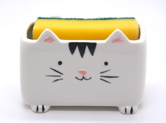 CAT SPONGE HOLDER CERAMIC CAT SOAP HOLDER CUTE CAT DECOR KITCHEN ACCESSORIES CAT HOME DECOR CERAMIC KITCHEN SPONGE HOLDER CAT GIFTS IDEAL GIFTS FOR WOMEN BIRTHDAYS VALENTINES DAY GIFTS