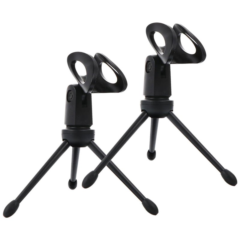 Adjustable Desktop Microphone Stand 2 Pack Black Tripod Holder for Podcast Streaming Recording - Image 2