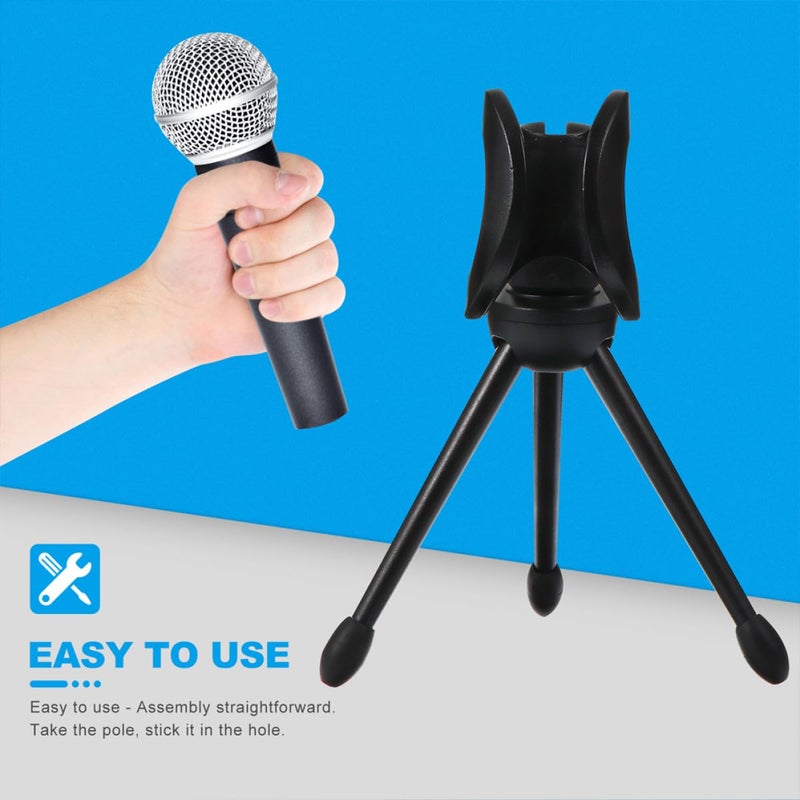 Adjustable Desktop Microphone Stand 2 Pack Black Tripod Holder for Podcast Streaming Recording - Image 4