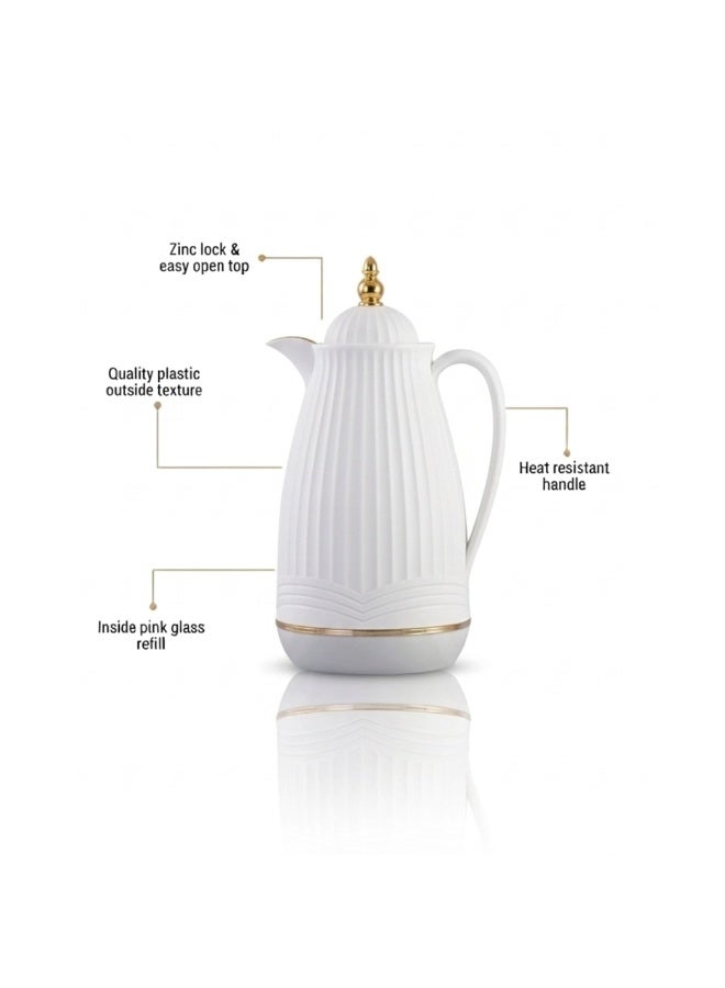 ميلريتش ترمس ميلريتش بريميوم 1.0 لتر - دلة عازلة للحرارة مع زجاج داخلي وردي - هيكل بلاستيكي أنيق للشاي والقهوة والمياه الساخنة - مقبض مقاوم للحرارة وقاعدة مانعة للانزلاق - Image 5