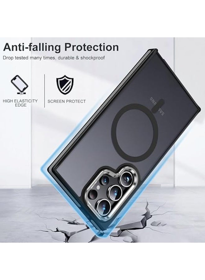 Magnetic Case for Samsung Galaxy S23 Ultra, Fits for Magsafe, Fashion S23 Ultra 5G Case with [Color-Blocking Anti-Slip Edge] Matte Translucent Back Shockproof Case for Unisex, Black - Image 5