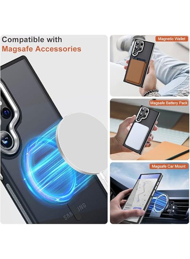 Magnetic Case for Samsung Galaxy S23 Ultra, Fits for Magsafe, Fashion S23 Ultra 5G Case with [Color-Blocking Anti-Slip Edge] Matte Translucent Back Shockproof Case for Unisex, Black - Image 4