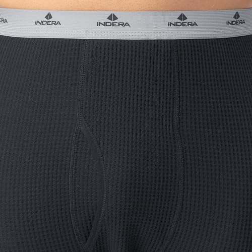 Indera Men's Heavyweight Cotton Waffle Long Johns Thermal Underwear Bottom, Black, 2X - Image 2