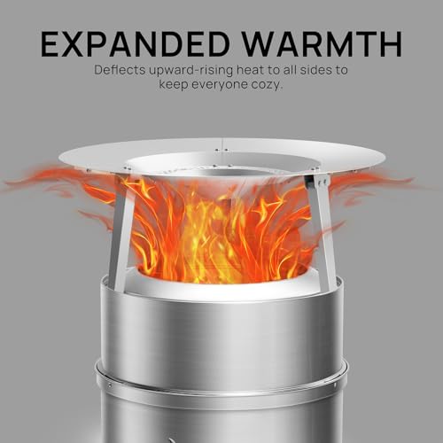 TURBRO Fireside Pluto Heat Deflector for 19/19.5in Firepit and R19 Fire Pit, Redirects Heat Outward, 304 Stainless Steel Accessory with Handles and Foldable Legs, for Outdoor and Patio Use - Image 3