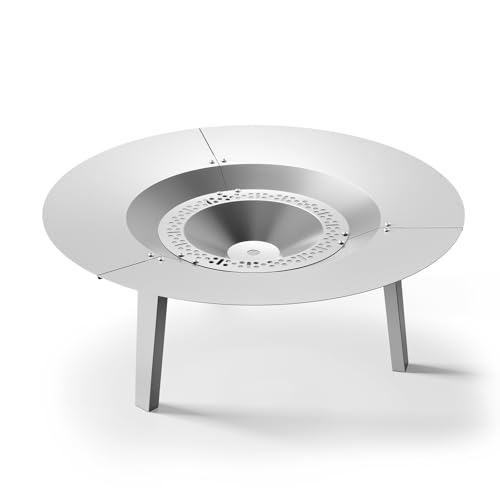TURBRO Fireside Pluto Heat Deflector for 19/19.5in Firepit and R19 Fire Pit, Redirects Heat Outward, 304 Stainless Steel Accessory with Handles and Foldable Legs, for Outdoor and Patio Use - Image 1