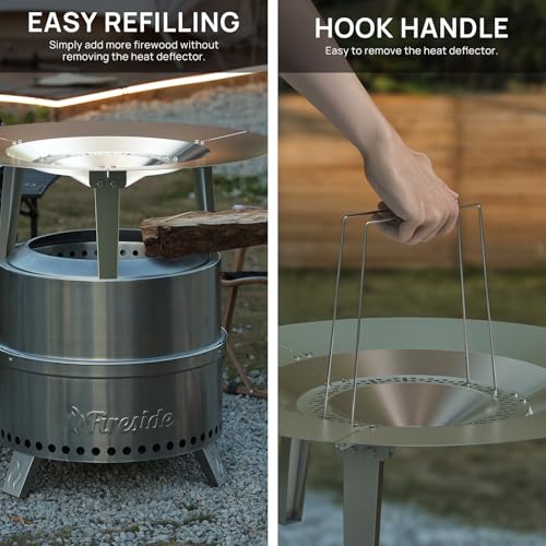 TURBRO Fireside Pluto Heat Deflector for 19/19.5in Firepit and R19 Fire Pit, Redirects Heat Outward, 304 Stainless Steel Accessory with Handles and Foldable Legs, for Outdoor and Patio Use - Image 5