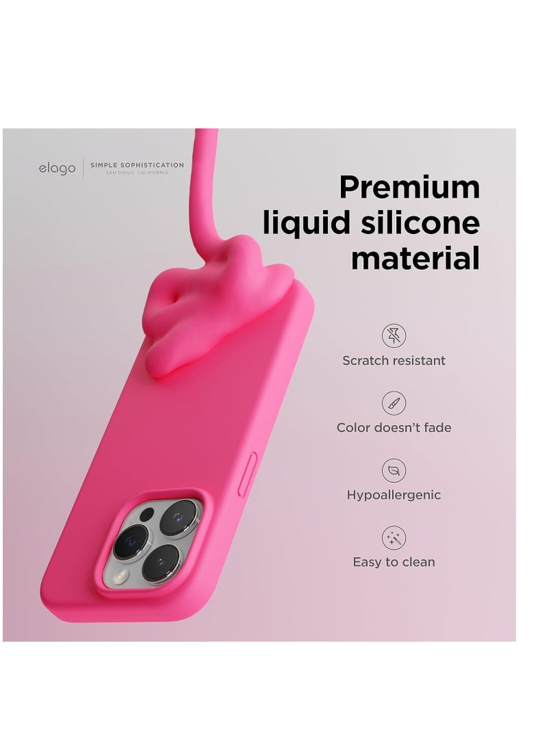 Generic - Compatible with iPhone 15 Pro Max Case 6.7", Slim Liquid Silicone 3 Layers Soft Gel Rubber Shockproof Protective Phone Case with Anti-Scratch Microfiber Lining-Hot Pink - Image 1