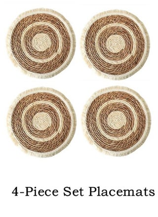 4-Piece Dining Table Decorative Placemats Straw Plaited Article Placemats Khaki/White 38 Centimeter - pzsku/Z75472FE795742906169DZ/45/_/1689677782/5cda363b-8d98-4473-8198-bdc6b6709d54