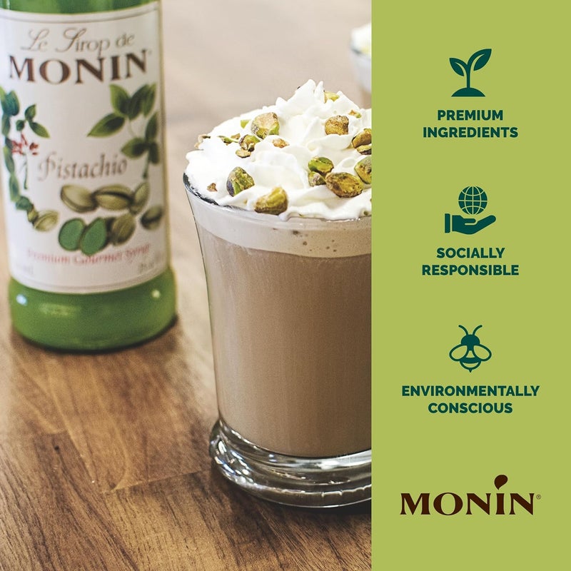 Monin Pistachio Syrup - Rich and Roasted Flavor for Lattes, Mochas, and Dessert Cocktails, 750 ml - Image 4