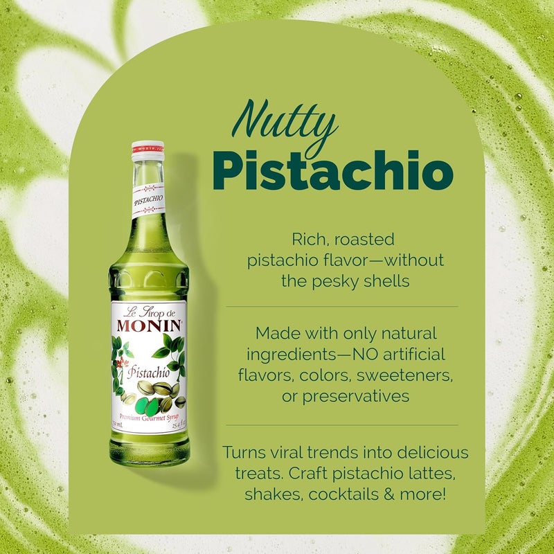 Monin Pistachio Syrup - Rich and Roasted Flavor for Lattes, Mochas, and Dessert Cocktails, 750 ml - Image 3