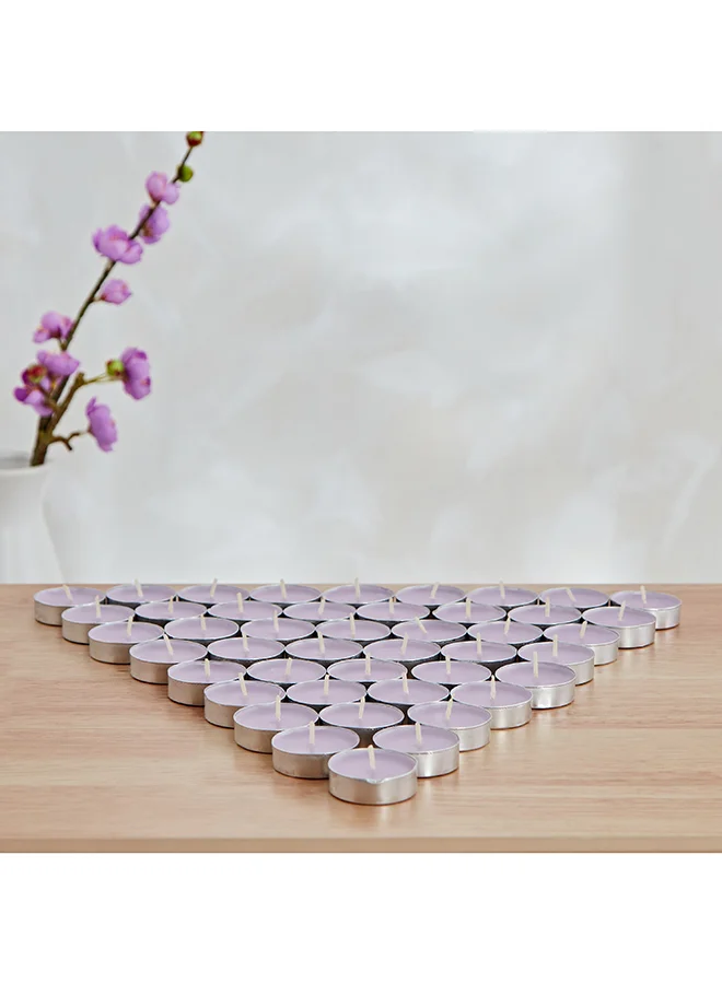 Home Box Qara 50-Piece Lavender Chamomile Tealight Candle Set 19 x 2.5 x 19 cm