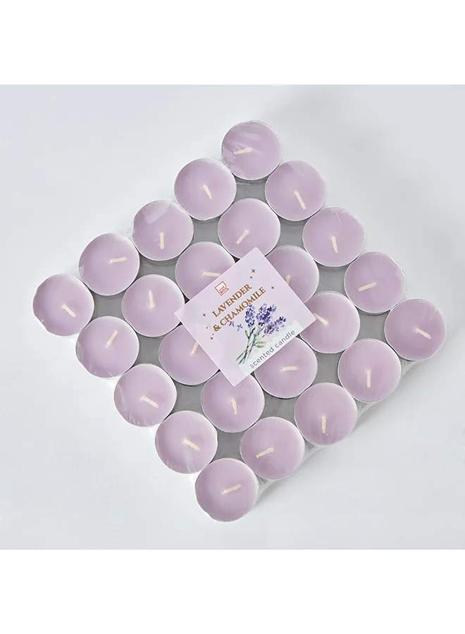 Home Box Qara 50-Piece Lavender Chamomile Tealight Candle Set 19 x 2.5 x 19 cm