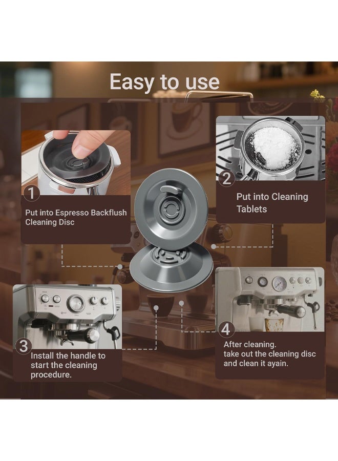 2 Pack 54mm Espresso Backflush Cleaning Disc for Breville Espresso Machines - 54mm Backflush Disc Compatible with Breville BES870XL/ BES878BSS/ BES880/ BES840XL/ BES810BSS - Image 4