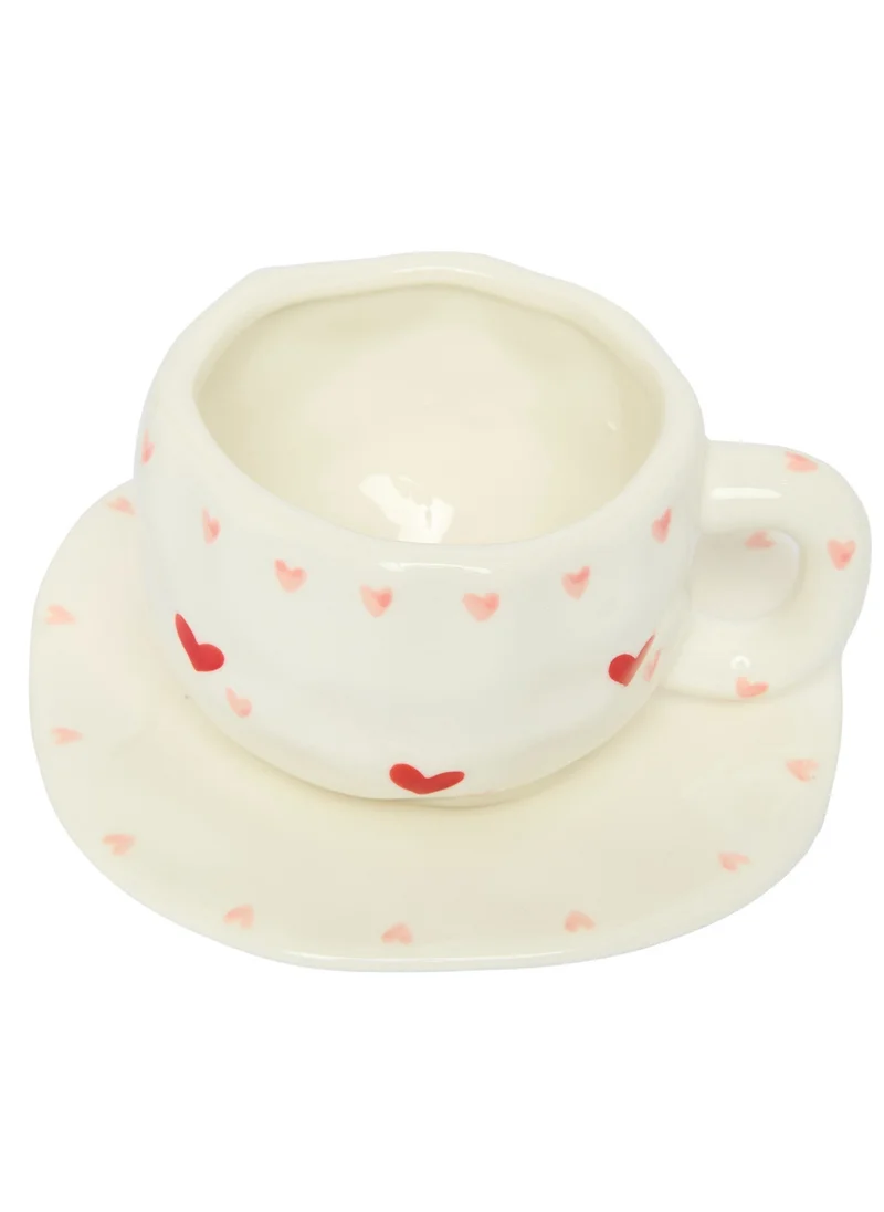 Prickly Pear Sweetheart Ceramic Teacup & Saucer