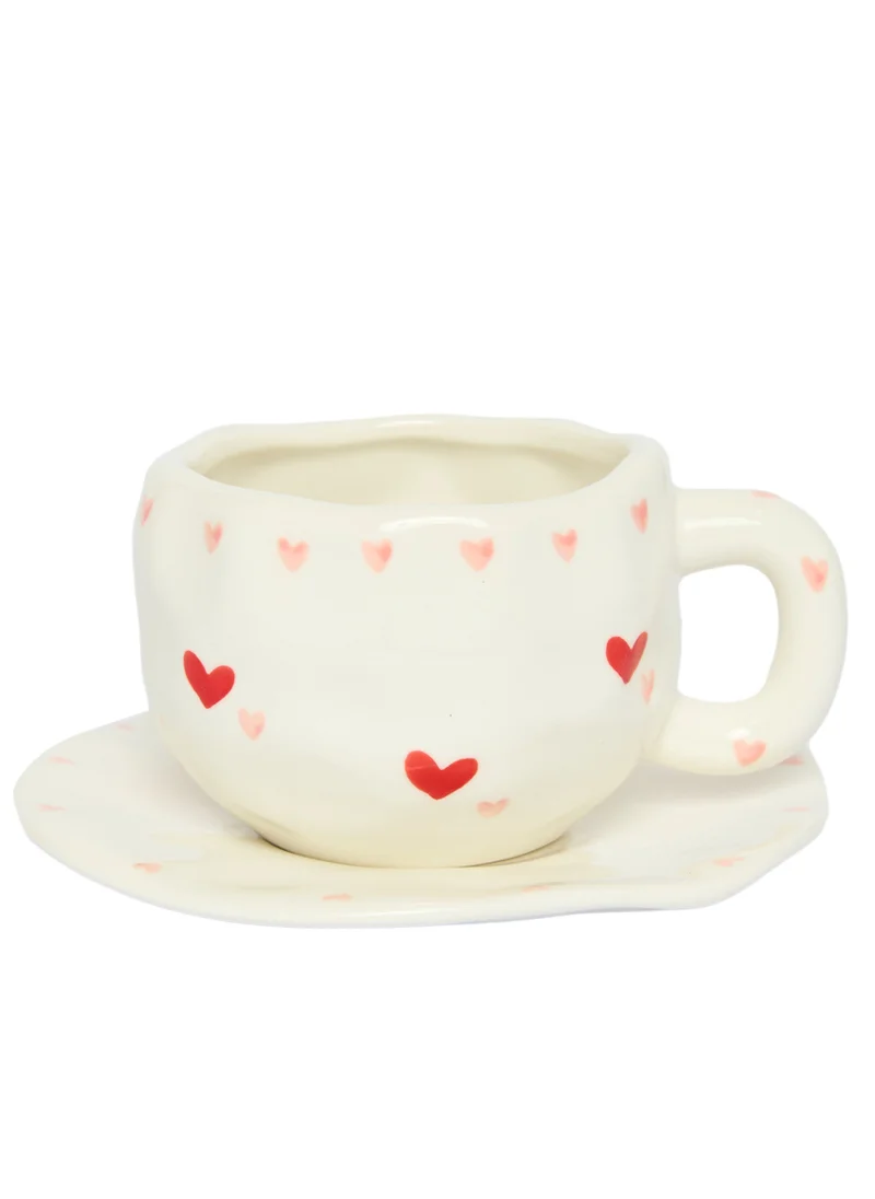 Prickly Pear Sweetheart Ceramic Teacup & Saucer