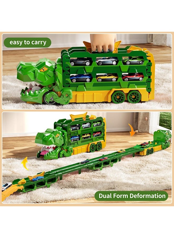 فيفيدوراد مجموعة ألعاب سباق سيارات للأطفال الصغار للأولاد من عمر 3 إلى 4 سنوات، مسار سباق سيارات نقل الديناصورات مع 12 لعبة سيارة مصبوبة، مجموعة ألعاب شاحنات هدايا للأطفال من عمر 3 إلى 12 سنة - Image 4