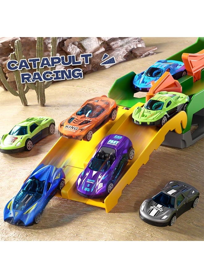 فيفيدوراد مجموعة ألعاب سباق سيارات للأطفال الصغار للأولاد من عمر 3 إلى 4 سنوات، مسار سباق سيارات نقل الديناصورات مع 12 لعبة سيارة مصبوبة، مجموعة ألعاب شاحنات هدايا للأطفال من عمر 3 إلى 12 سنة - Image 2