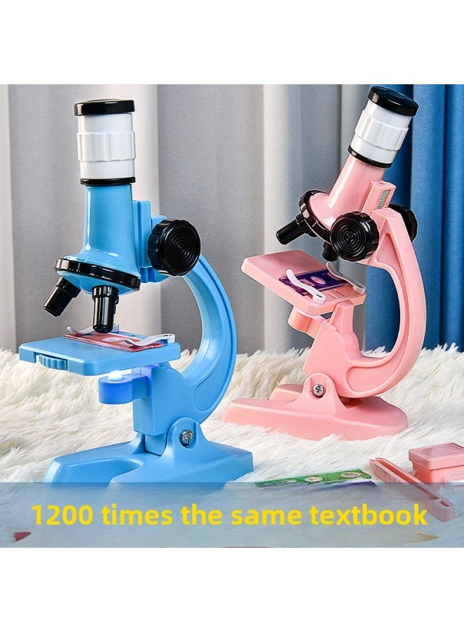 إسكدنيا HD 1200 مرة مجهر لعبة تناسب المدرسة الابتدائية تجربة العلوم البيولوجية المحمولة للأطفال هدية تعليمية - المواصفات: دولفين بلو - 1200 مرة عالية الوضوح + 12 عينة + حامل هاتف محمول】 - Image 2