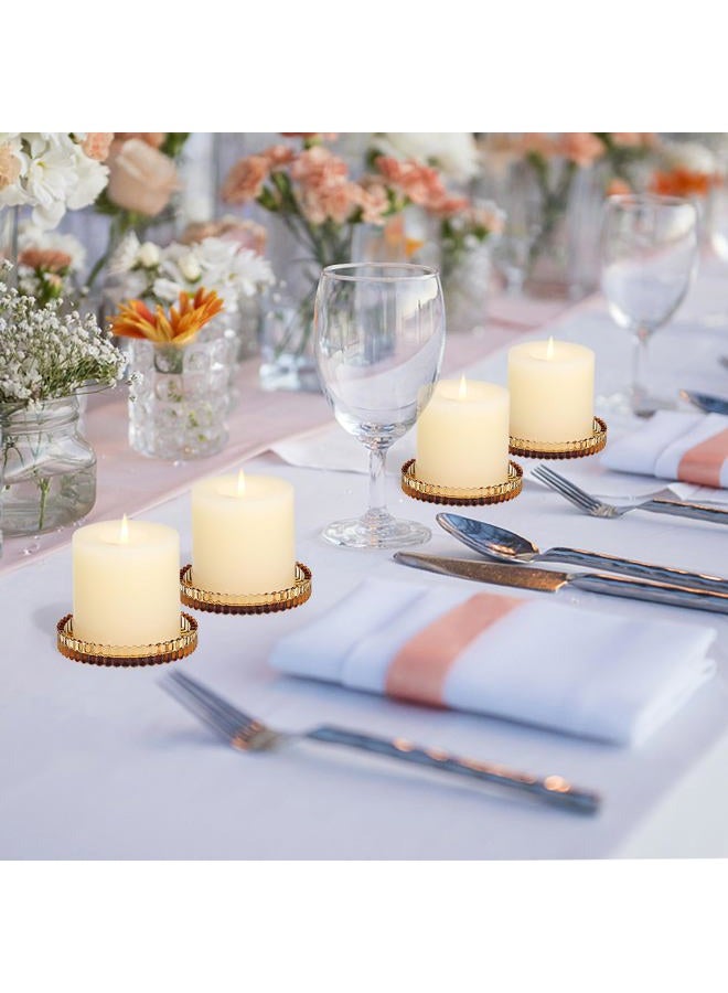 Vixdonos 3.8 Inch Glass Pillar Candle Holder Set Pack 2 Gear Round Plate Serrated Candle Stand for Table Centerpieces,Party, Wedding and Home Decor - Image 5