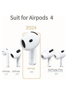 Generic 2 Pairs Cover for AirPods 4  Anti Scratches Add Grip Sport Ear Tips  Compatible with AirPods 4th Generation (White and Black)  - Image 2