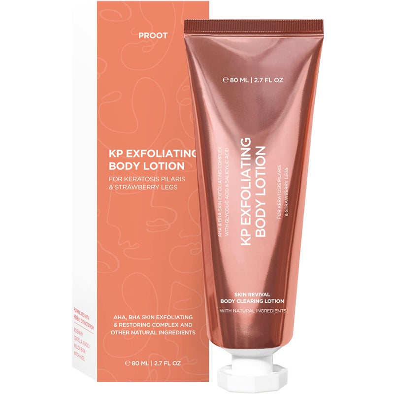 Proot KP Lotion | Keratosis Pilaris Lotion | Keratosis Pilaris Cream for Bumpy and Dry Skin | KP Lotion for Strawberry Legs, Keratosis Pilaris and Other Bumpy Body Blemishes | Keratosis Pilaris Lotion for Body Moisturizer | Keratosis Pilaris Treatment Lotion for Body | KP Lotion for Keratosis Pilaris Treatment | KP Lotion for Skin Smoothing Keratosis Pilaris Treatment | Formulated with Natural Ingredients to get Rid of Strawberry Legs | 2.71 fl oz 80 ml - Image 1