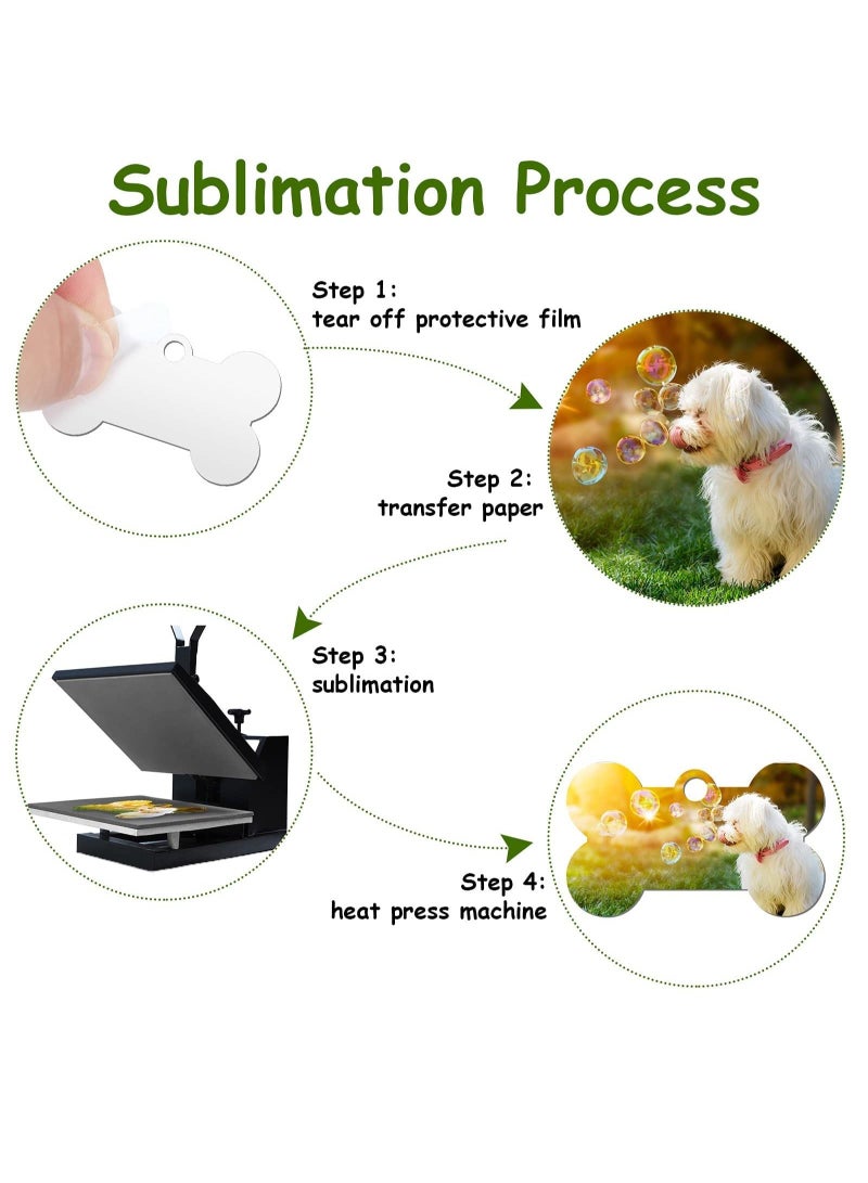 KASTWAVE Sublimation Blank Dog Tags, Aluminum Dog ID Tags, Bone Shaped Pet Name Tags, Double Sided Dog Collar Tags with 20PCS Key Rings for Dogs and Cats - Image 4