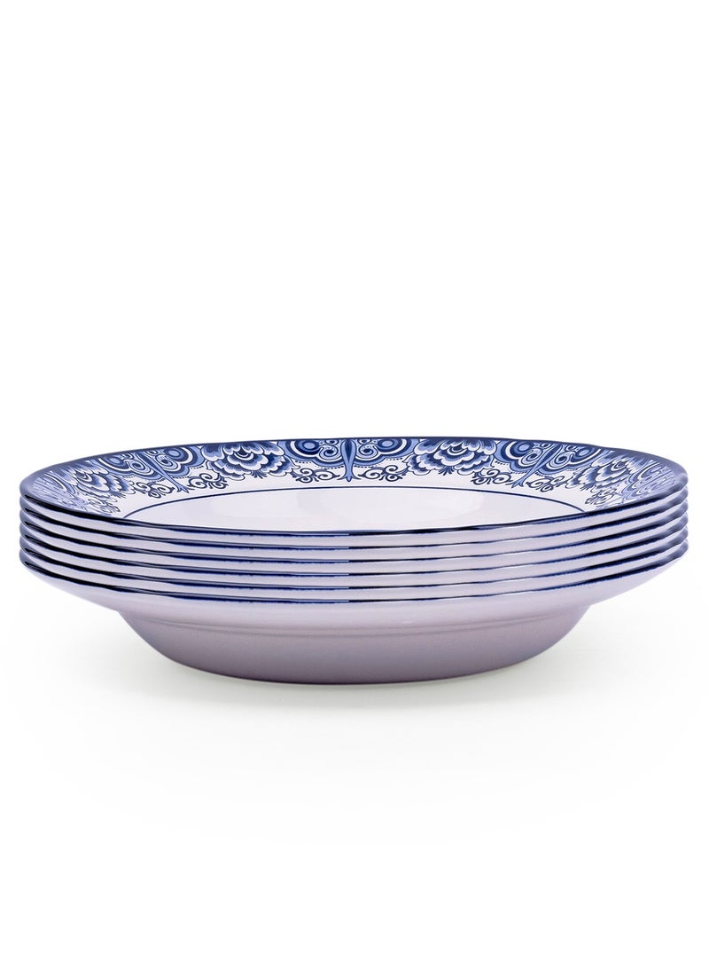 Claytan Lighthouse Blue 9-Inch Ceramic Soup Plate (Set of 6) - Image 1