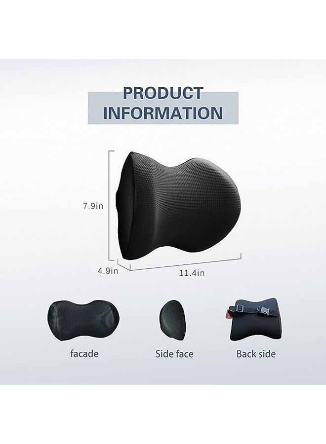 Super Comfy Car Headrest Pillow, Car Pillow for Neck Pain Relief with Adjustable Strap, 100% Memory Foam & Breathable Removable Cover, Ergonomic Design - Softness Travel Car Neck Pillow(Black, 1P)