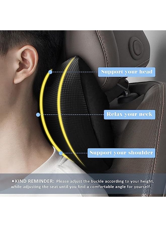 Super Comfy Car Headrest Pillow, Car Pillow for Neck Pain Relief with Adjustable Strap, 100% Memory Foam & Breathable Removable Cover, Ergonomic Design - Softness Travel Car Neck Pillow(Black, 1P)