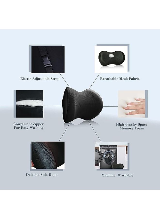 Super Comfy Car Headrest Pillow, Car Pillow for Neck Pain Relief with Adjustable Strap, 100% Memory Foam & Breathable Removable Cover, Ergonomic Design - Softness Travel Car Neck Pillow(Black, 1P)