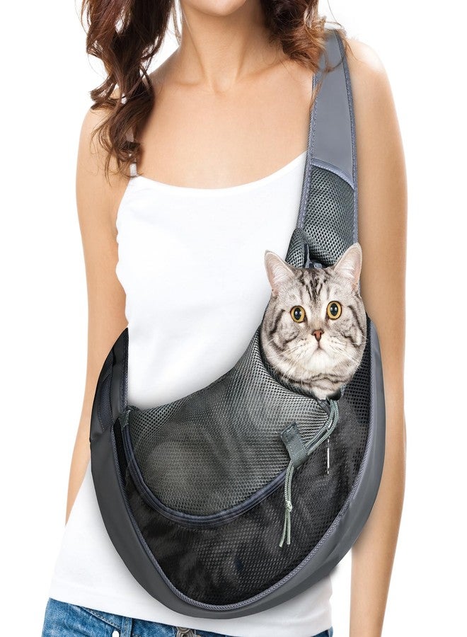 MASHDE Cat Sling Carrier, Soft Cat Carrier Pouch for Cats Under 11 lbs with Adjustable Strap, Breathable Mesh Cat Bag for Nail Trimming Vet Visits Car Travel Outdoor (Dark Gray) - Image 1