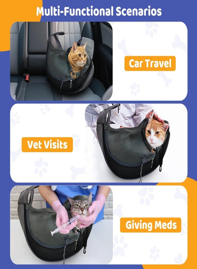MASHDE Cat Sling Carrier, Soft Cat Carrier Pouch for Cats Under 11 lbs with Adjustable Strap, Breathable Mesh Cat Bag for Nail Trimming Vet Visits Car Travel Outdoor (Dark Gray) - Image 4