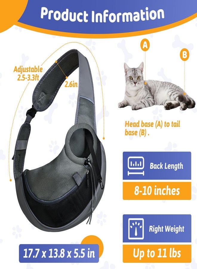 MASHDE Cat Sling Carrier, Soft Cat Carrier Pouch for Cats Under 11 lbs with Adjustable Strap, Breathable Mesh Cat Bag for Nail Trimming Vet Visits Car Travel Outdoor (Dark Gray) - Image 2