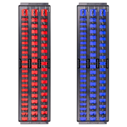 Ernst Manufacturing 2 Pack of Socket Boss with 18 Rails 1 Red 1 Blue for Complete Multiple Drive Size Socket Organization Holds 114 Sockets Made in USA - Image 1